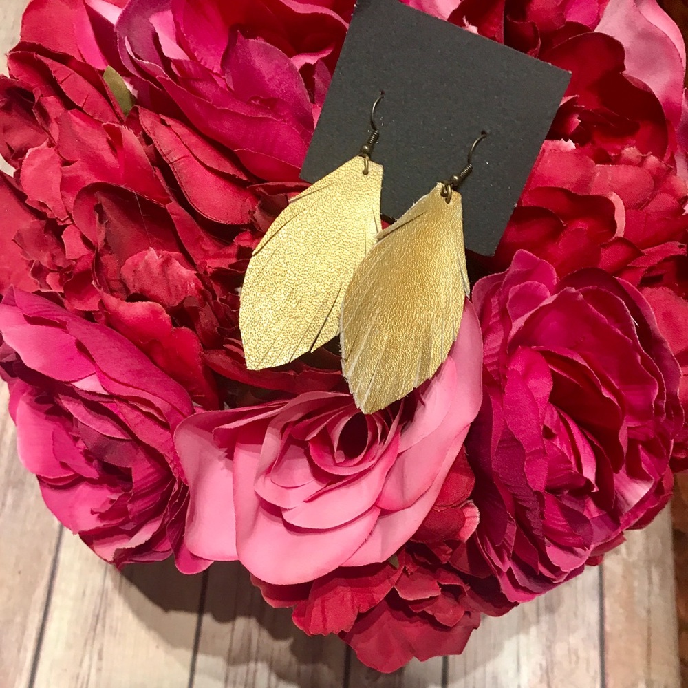 Gold Leather Earrings
